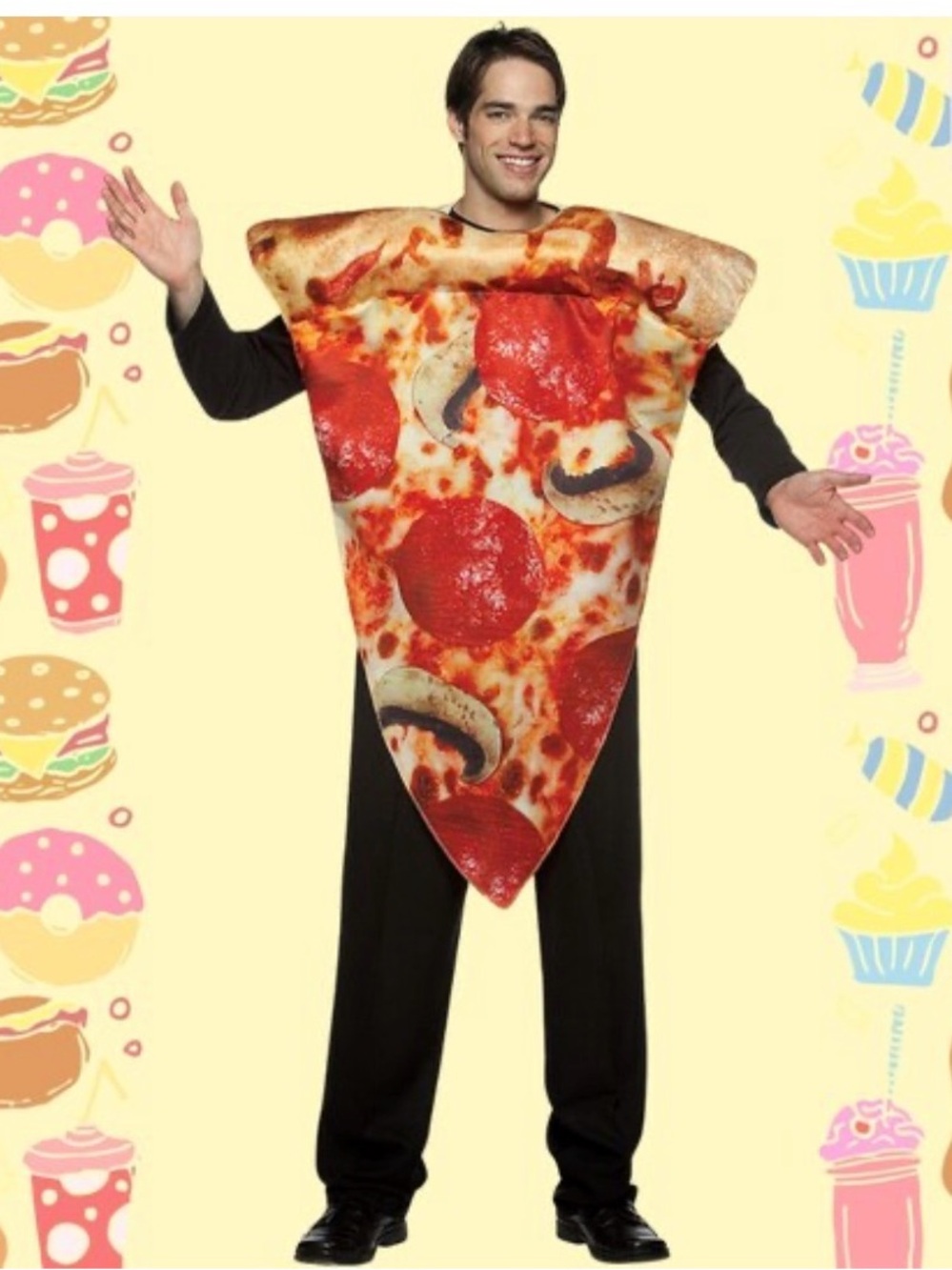 Pepperoni Pizza Slice Adults Halloween Party Costume! Fun! Easy to wear!